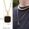 Metal Geometric Square Pendant Necklace Black And White Shell Electroplating Minimalist Men's