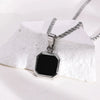 Metal Geometric Square Pendant Necklace Black And White Shell Electroplating Minimalist Men's