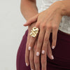 Metal Geometric Square Pleated Hiphop Style Women's Ring With Electroplating