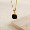 Metal Geometric Square Stainless Steel Dripping Oil Pendant Necklace