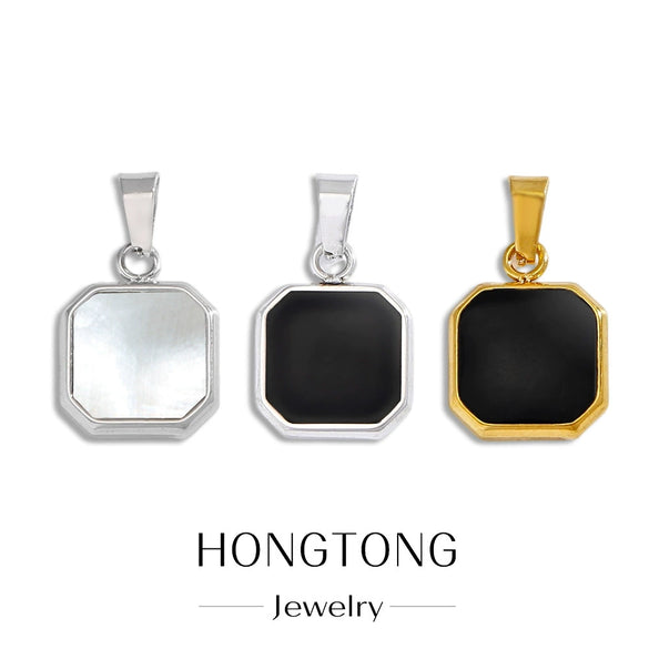 Metal Geometric Square Stainless Steel Dripping Oil Pendant Necklace