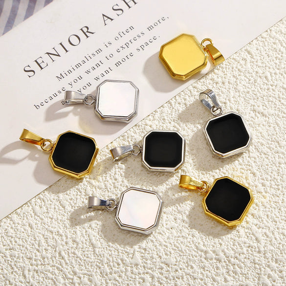 Metal Geometric Square Stainless Steel Dripping Oil Pendant Necklace