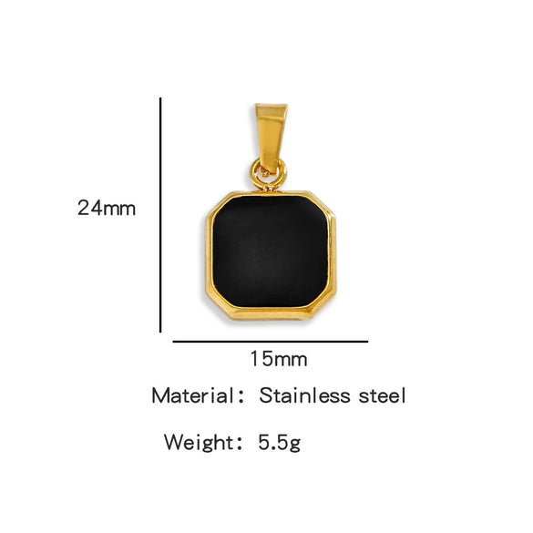 Metal Geometric Square Stainless Steel Dripping Oil Pendant Necklace