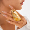 Metal Geometric Stereo Flower Ring With Electroplating For Women