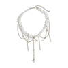 Metal Geometric Style Electroplated Chain Tassel Clavicle Necklace For Women