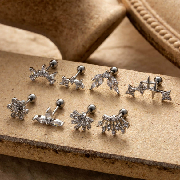 Metal Geometric Style Electroplating Stainless Steel Ear Studs For Women
