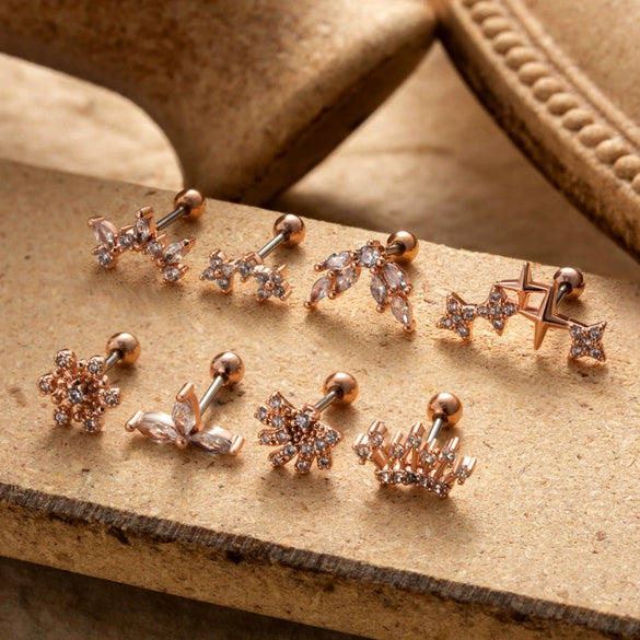 Metal Geometric Style Electroplating Stainless Steel Ear Studs For Women
