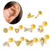 Metal Geometric Style Inner Thread Flat Bottom Rod Love Butterfly Lip Nail Ear Bone Nail Piercing Jewelry For Women With Electroplating Treatment