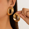 Metal Geometric Texture Hollow Electroplated Women's Earrings
