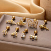 Metal Geometric Titanium Steel Screw Ball Piercing Ear Nail Earrings With Electroplating For Women