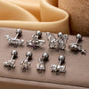 Metal Geometric Titanium Steel Screw Ball Piercing Ear Nail Earrings With Electroplating For Women