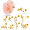 Metal Geometric Titanium Steel Screw Ball Piercing Ear Nail Earrings With Electroplating For Women