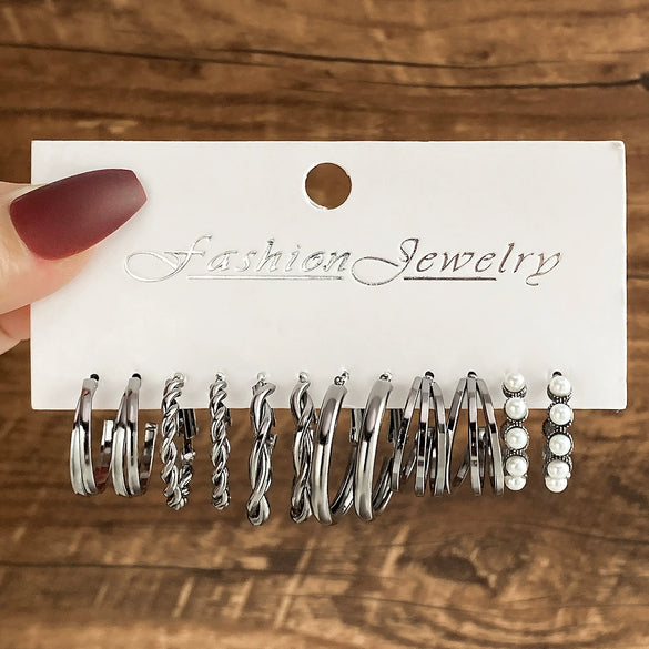 Metal Geometric Twist Chain Earrings Electroplated Minimalist Style For Women