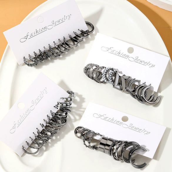 Metal Geometric Twist Chain Earrings Electroplated Minimalist Style For Women