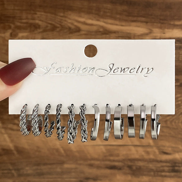 Metal Geometric Twist Chain Earrings Electroplated Minimalist Style For Women