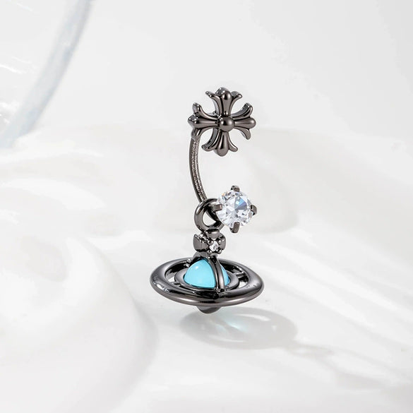 Metal Geometric Type Zirconia Set Pendant Piercing Earrings For Women
