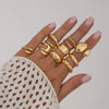 Metal Geometric Water Drop Hug Ring Set For Women With Electroplating Style