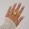 Metal Geometric Water Drop Hug Ring Set For Women With Electroplating Style