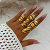 Metal Geometric Water Drop Hug Ring Set For Women With Electroplating Style