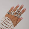 Metal Geometric Water Drop Hug Ring Set For Women With Electroplating Style