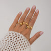 Metal Geometric Water Drop Hug Ring Set For Women With Electroplating Style