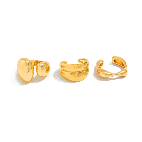 Metal Geometric Water Drop Hug Ring Set For Women With Electroplating Style