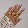 Metal Geometric Water Drop Hug Ring Set For Women With Electroplating Style