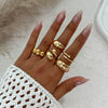 Metal Geometric Water Drop Hug Ring Set For Women With Electroplating Style