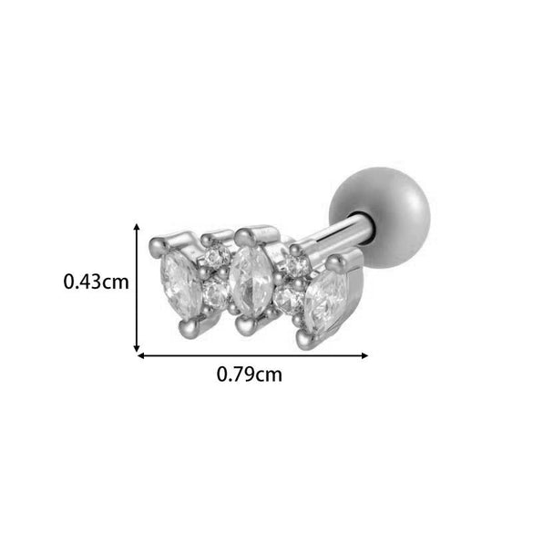 Metal Geometric Water Drop Zircon Inlaid Piercing Ear Nail For Unisex Fashion Style Set With Diamonds