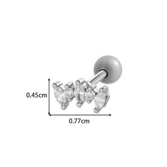 Metal Geometric Water Drop Zircon Inlaid Piercing Ear Nail For Unisex Fashion Style Set With Diamonds
