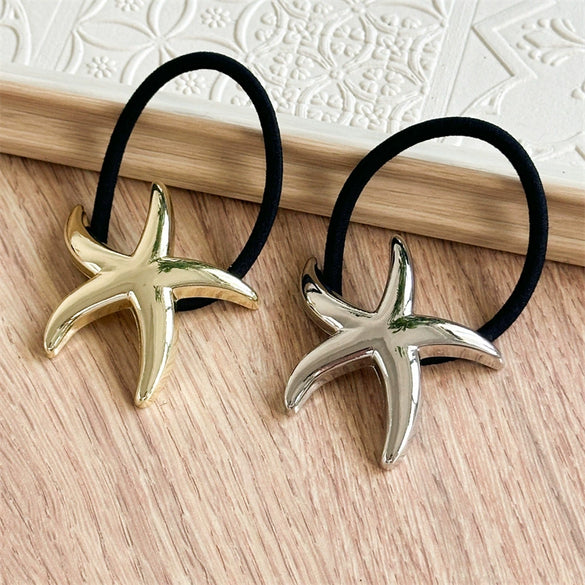 Metal Geometric Women's Hair Rope With Electroplating Cold And Simple Style High Elasticity