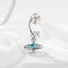 Metal Geometric Zirconia Planet Pendant Women's Fashion Piercing Earrings