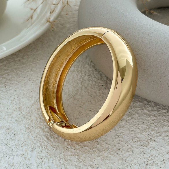 Metal Glossy Thread Stacked Geometric Sixsided Mirror Bracelet Retro Electroplated