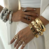 Metal Glossy Thread Stacked Geometric Sixsided Mirror Bracelet Retro Electroplated