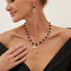 Metal Gothic Punk Geometric Acrylic Beads And Alloy Clavicle Chain Necklace With Electroplating For Women
