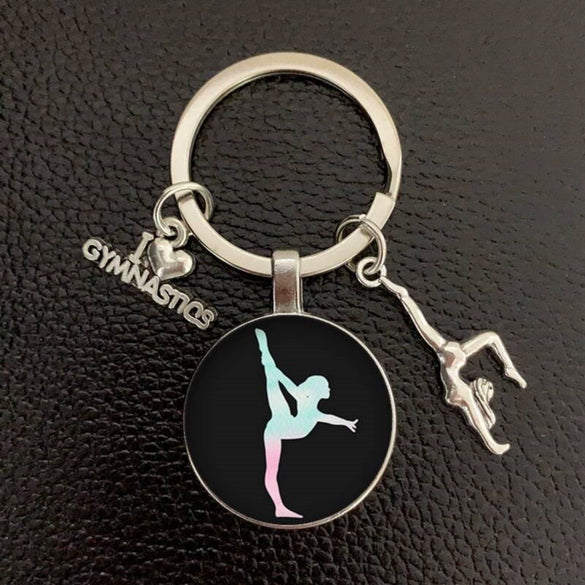 Metal Gymnastics Pattern Fashion Cartoon Character Key Chain Pendant With Electroplating
