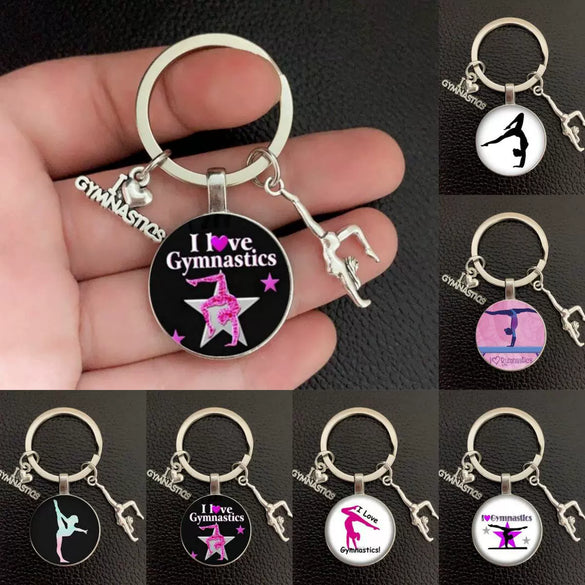 Metal Gymnastics Pattern Fashion Cartoon Character Key Chain Pendant With Electroplating
