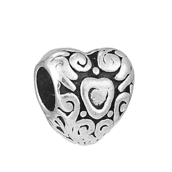 Metal Heart And Key Shaped Diy Accessories Pendant Beads With Totem Pattern For Bracelet Necklace Electroplated
