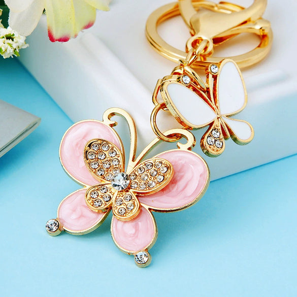 Metal Heart Butterfly Keychain For Women
