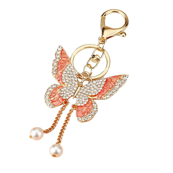 Metal Heart Butterfly Keychain For Women