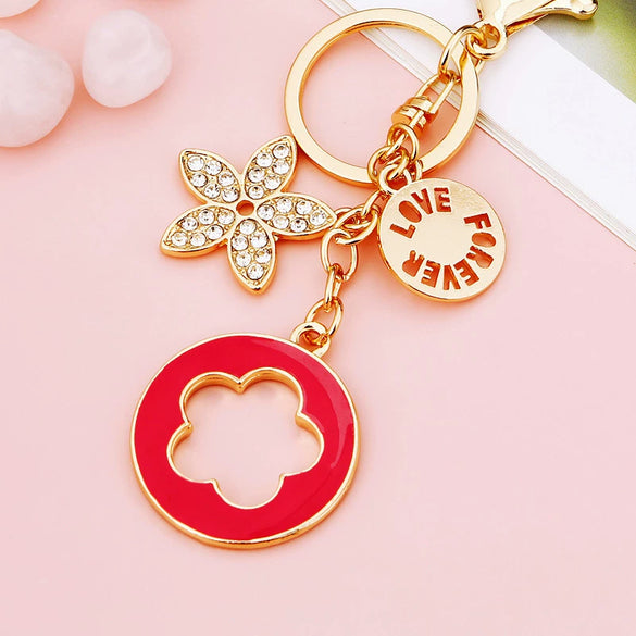 Metal Heart Flower Women's Girly Keychain Bag Pendant