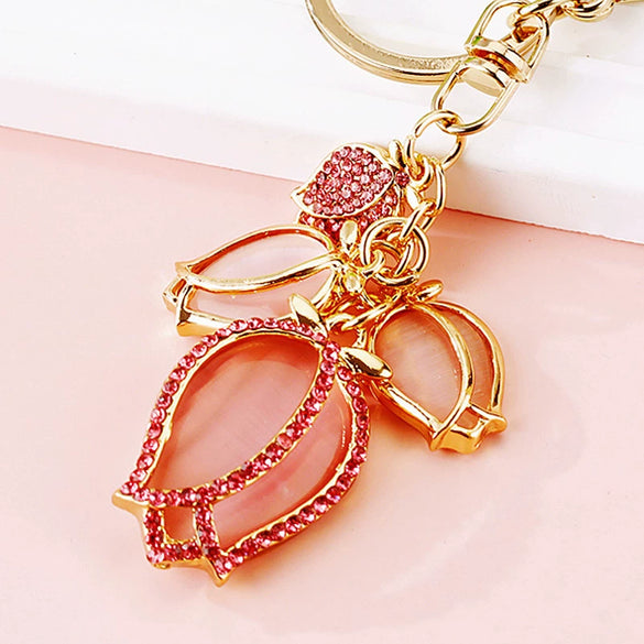 Metal Heart Flower Women's Girly Keychain Bag Pendant