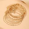Metal Heart Shape Bohemian Style Electroplated Chain Bracelet Set