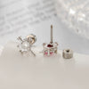 Metal Heart Shape Zircon Set Piercing Earrings