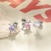 Metal Heart Shape Zircon Set Piercing Earrings