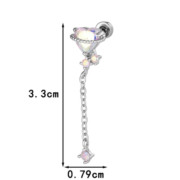 Metal Heart Shape Zirconia Fashion Piercing Earrings For Girls