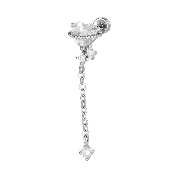 Metal Heart Shape Zirconia Fashion Piercing Earrings For Girls