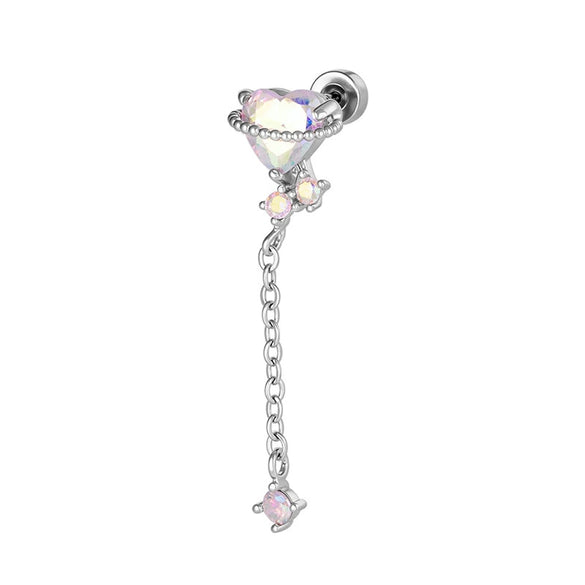 Metal Heart Shape Zirconia Fashion Piercing Earrings For Girls