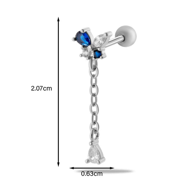 Metal Heart Styling Electroplated Double Head Screw Butterfly Ear Bone Nail For Women