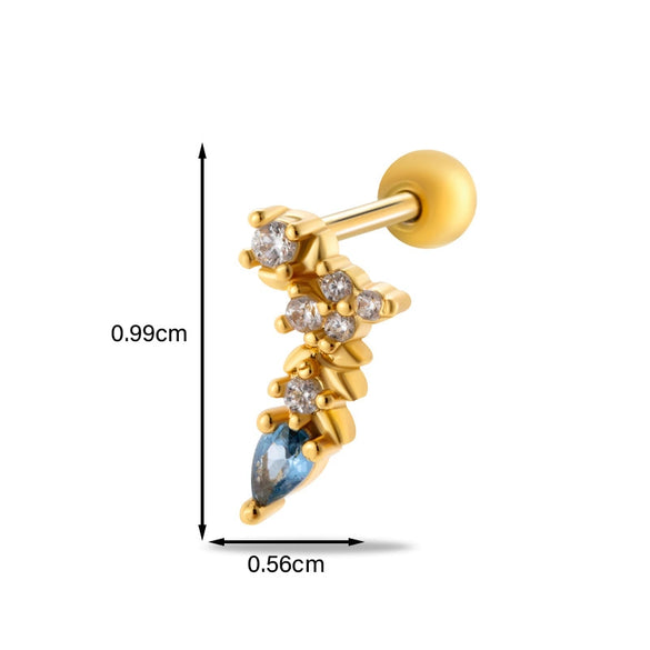 Metal Heart Styling Electroplated Double Head Screw Butterfly Ear Bone Nail For Women